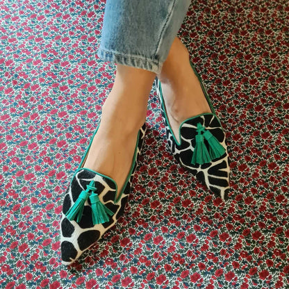 Cow Print Tassel Pumps Women | Casual Slip-On Style FitiqueFit