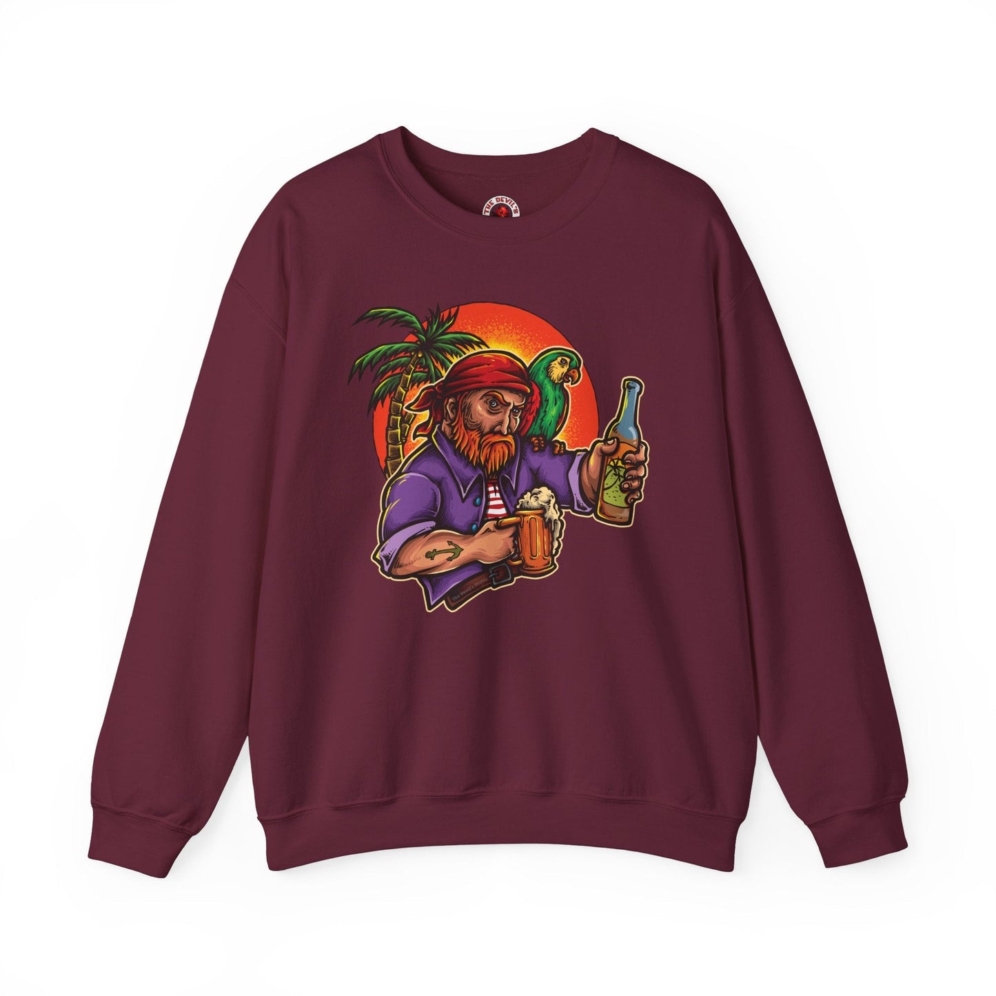 Sunset Pirate Beer Crewneck Sweatshirt The Devil's Pickle