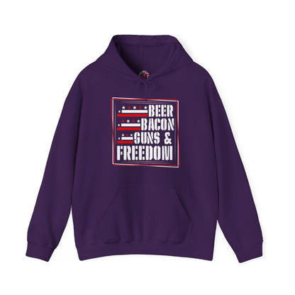 Beer Bacon Guns and Freedom Hooded Sweatshirt The Devil's Pickle