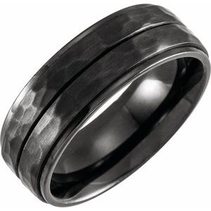 Black Titanium 8 mm Grooved Stepped-Edge Comfort-Fit Flat Band Size 7 Ethereal Legacy Boutiques