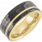 18K Yellow Gold PVD & Black PVD Tungsten 8 mm Grooved Comfort-Fit Flat Band Size 7.5 Ethereal Legacy Boutiques