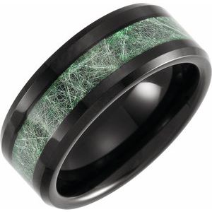 Black PVD Tungsten 8 mm Beveled-Edge Imitation Meteorite Inlay Comfort-Fit Band Size 8 Ethereal Legacy Boutiques