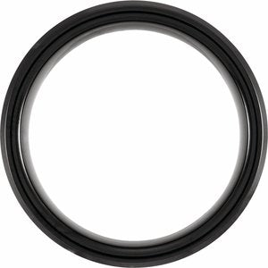 Black PVD Tungsten 8 mm Beveled-Edge Imitation Meteorite Inlay Comfort-Fit Band Size 8 Ethereal Legacy Boutiques