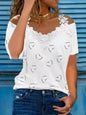 🦋 Vibrant Butterfly Lace Off-Shoulder V-Neck Tee FitiqueFit