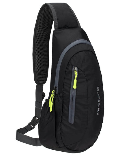 Black Lightweight Crossbody Sling Bag for Gym, Cycling, Travel - Unisex Chest Pack SnagBag