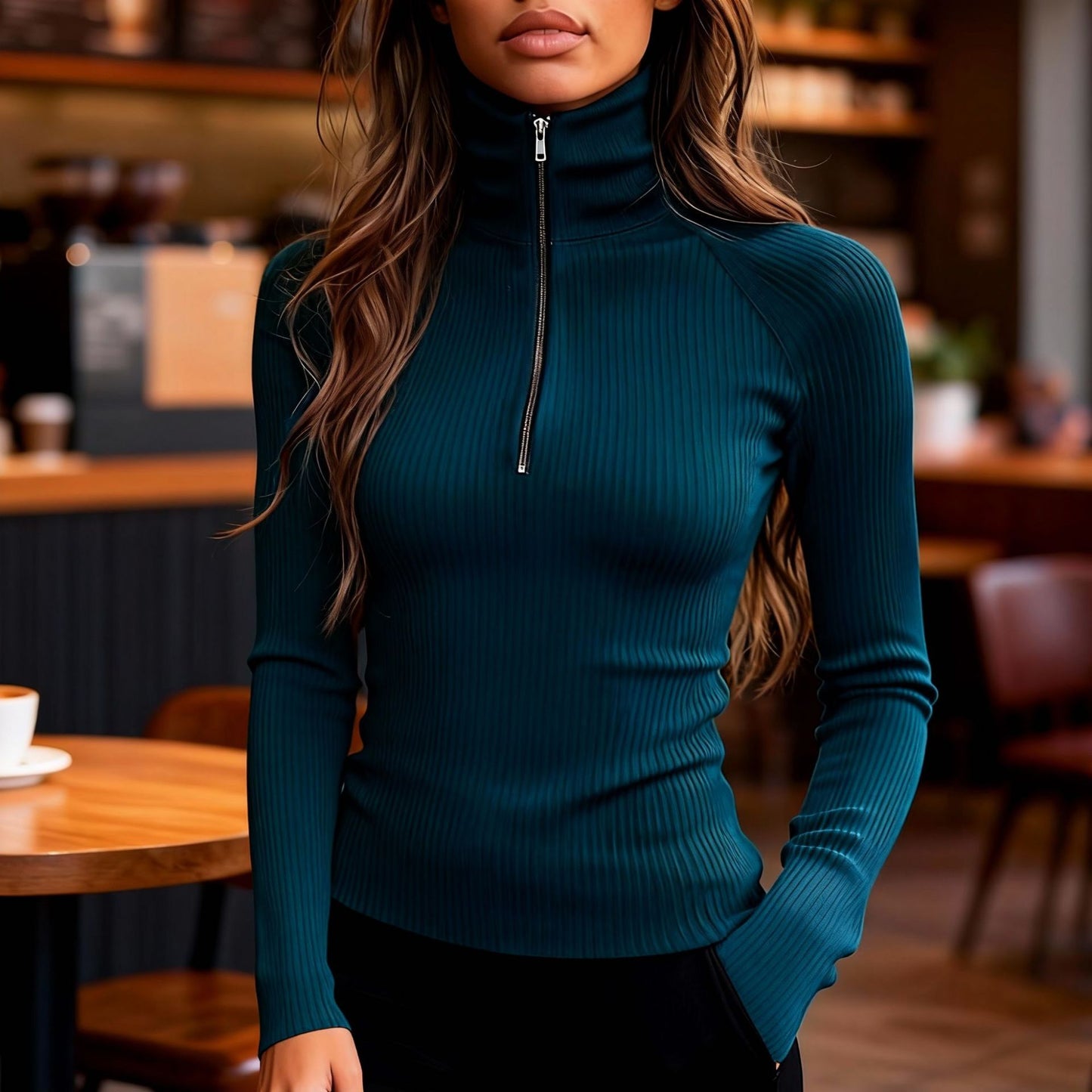 Elegant Slim-Fit Base Layer Knit Top For Women New Era Fashion LLc