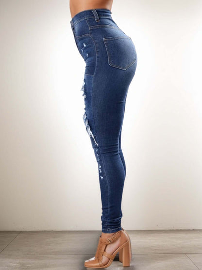 Street Style Sexy Women's Ripped High Waist Jeans - Comfortable and Trendy Ladies Denim Pants SnagBag
