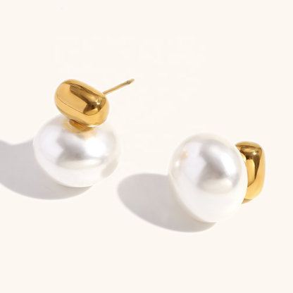 Modern Pearl Stud Earrings - Stainless Steel Deep South Originals
