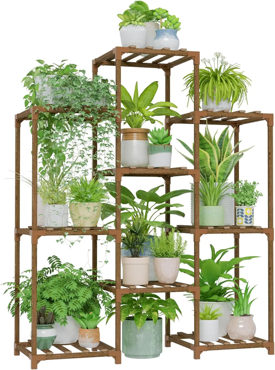 Elevate Your Greenery: Sturdy 4-Tier Wooden Plant Stand for Indoor & Outdoor Spaces