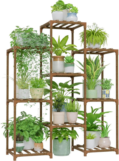 Elevate Your Greenery: Sturdy 4-Tier Wooden Plant Stand for Indoor & Outdoor Spaces