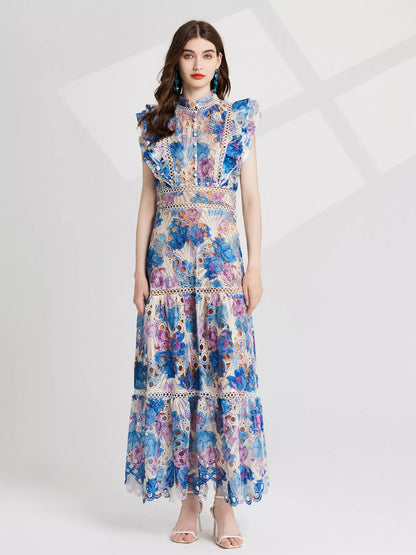 Floral Lace Detail Maxi Dress New Era Fashion LLc