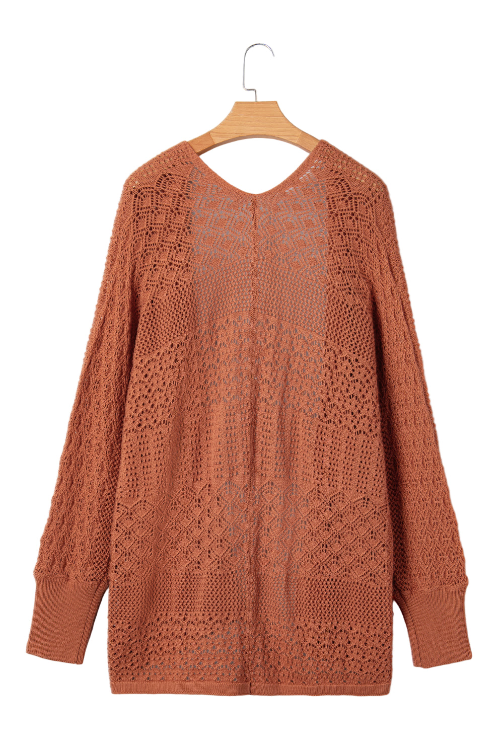 Redwood Burl Mixed Pattern Knitted Open Front Plus Cardigan Garden Naked Curves