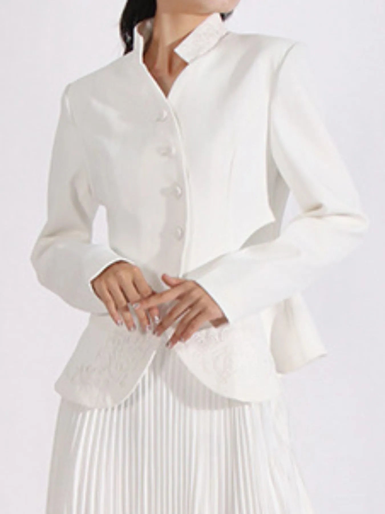 Button Up Long Sleeve Top and Pleated Skirt Set See size chart under “more details” The Fashion Celestial