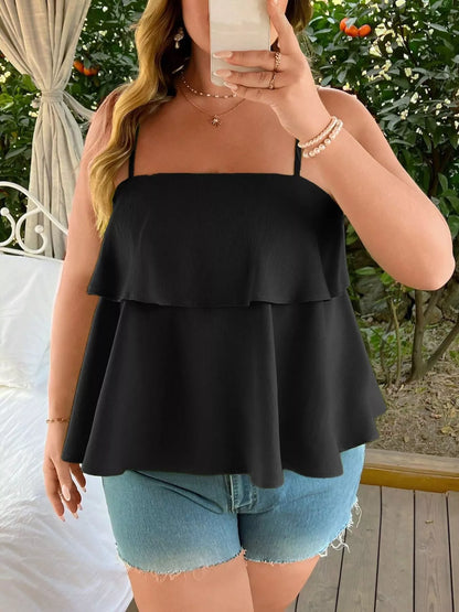 Plus Size Ruffle Hem Cami See size chart under “more details” The Fashion Celestial