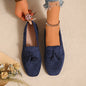 Women's Square Toe Tassel Slip-On Loafers | Suede Flat Casual Shoes FitiqueFit