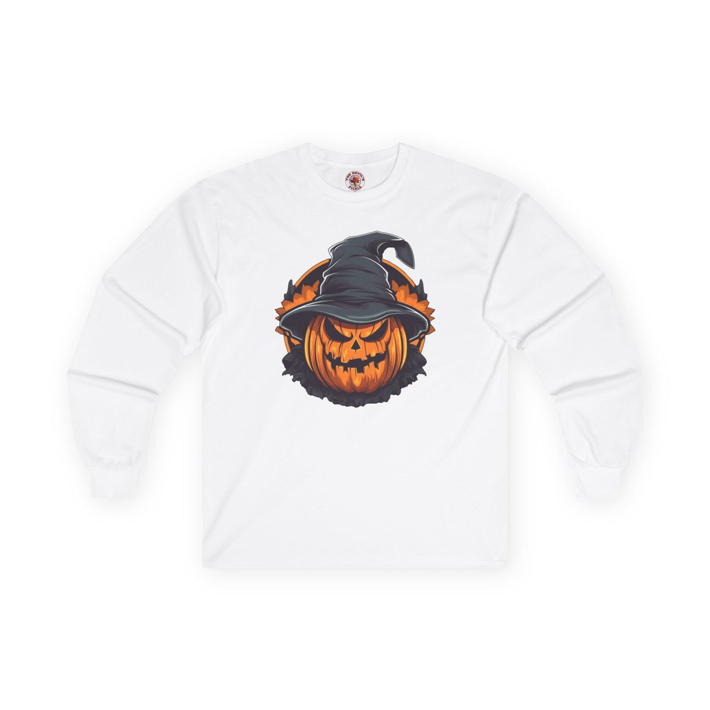 Scary Witch Pumpkin Halloween Long Sleeve Tee The Devil's Pickle