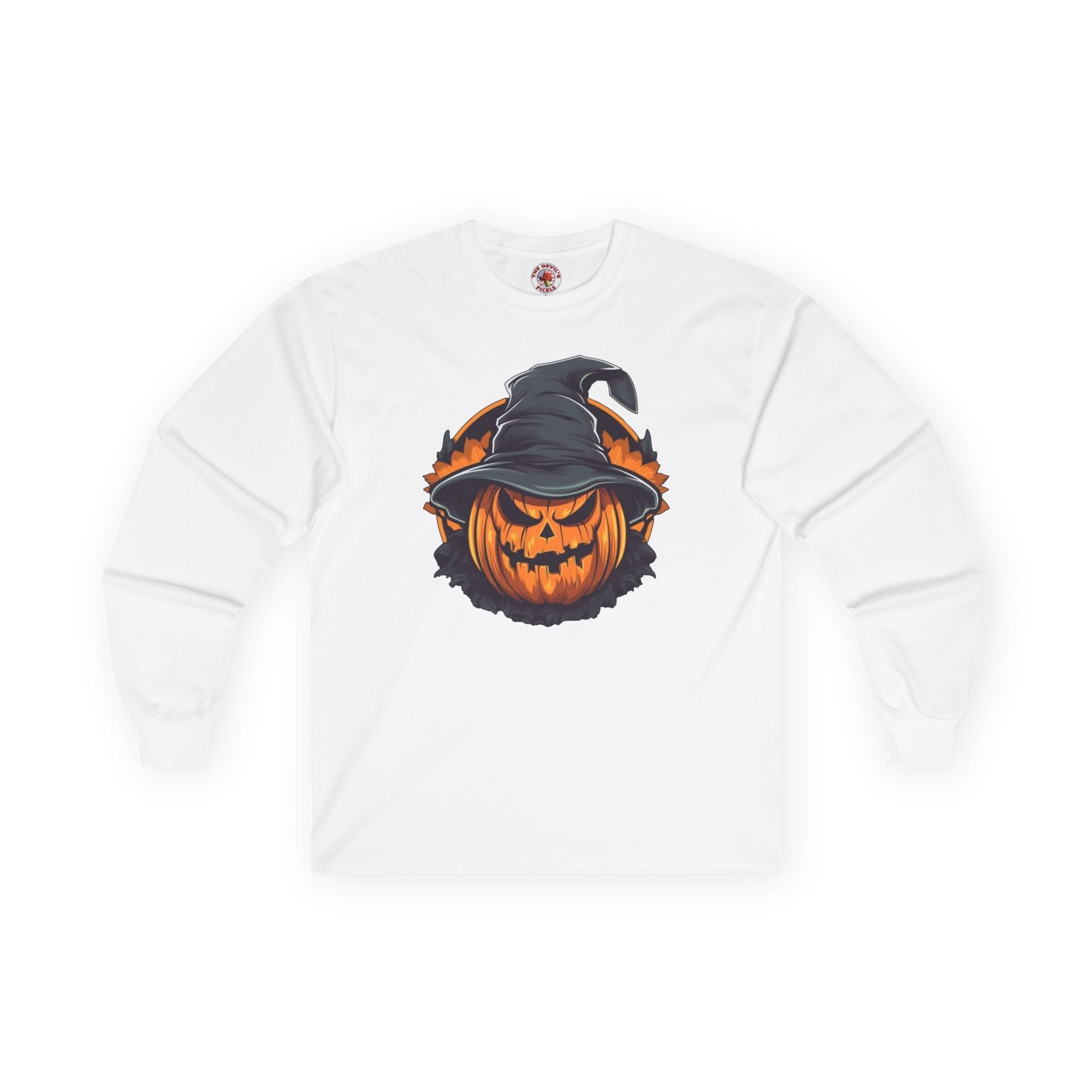 Scary Witch Pumpkin Halloween Long Sleeve Tee The Devil's Pickle