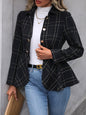 Women’s Plus-Size Solid Color Peplum Jacket – Casual Outerwear FitiqueFit