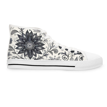 Elegant Floral Women's High Top Sneakers | Stylish Footwear for All Occasions, Casual Wear, Unique Gifts, Trendy Sneakers, Fashion Footwear Grayceful LLC