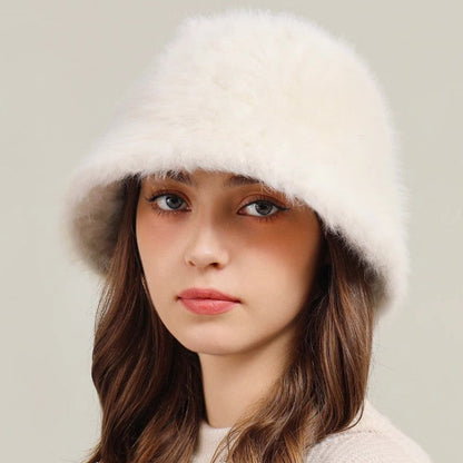 Women’s Real Rabbit Plush Hat – Big Head Circumference Warm Winter Hat FitiqueFit