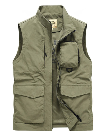 Men's Plus Size Multi-Pocket Zip Up Vest New Era Fashion LLc