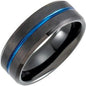 Black & Blue PVD Tungsten 8 mm Beveled-Edge Grooved Comfort-Fit Band Size 7.5 Ethereal Legacy Boutiques