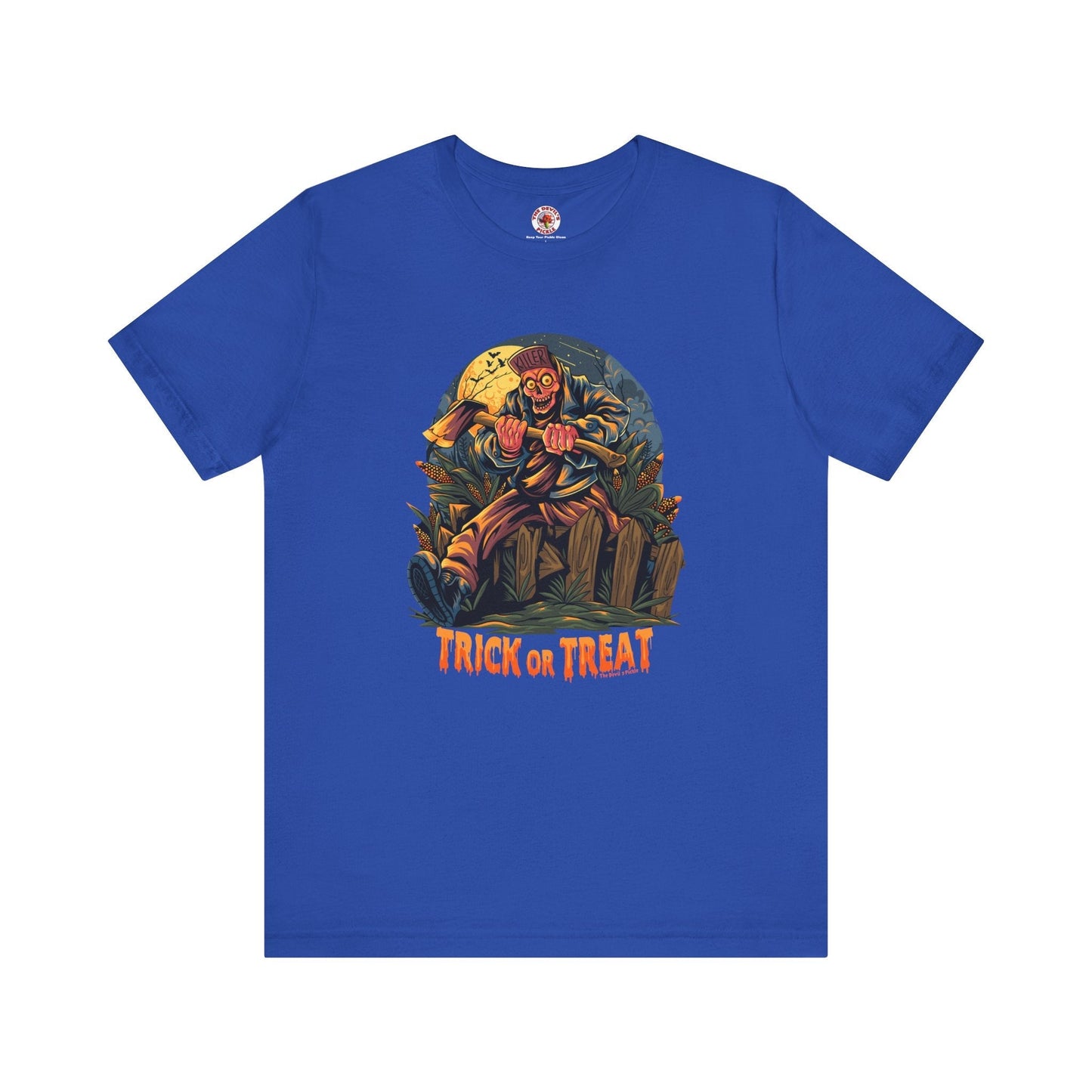 Axe Wielding Zombie Trick or Treat T-Shirt The Devil's Pickle