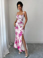 Printed Tie Strap Slit Maxi Dress New Era Fashion LLc
