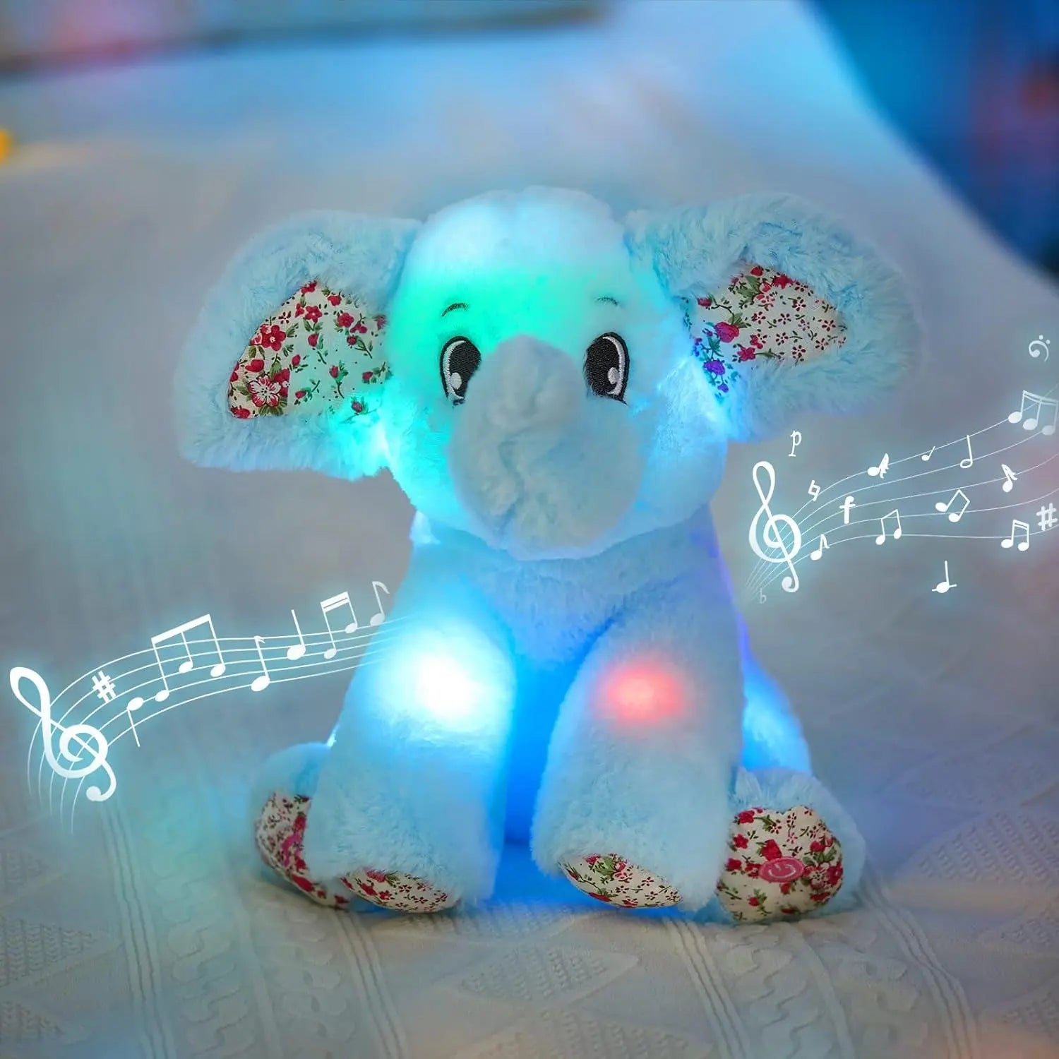 12-Inch Musical Light-Up Elephant Plush Toy - Adorable LED Nightlight with Lullabies for Kids - Perfect Gift for Birthdays and Special Occasions