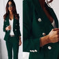 Double-Breasted Lapel Blazer & Zip-Up Trousers Suit FitiqueFit