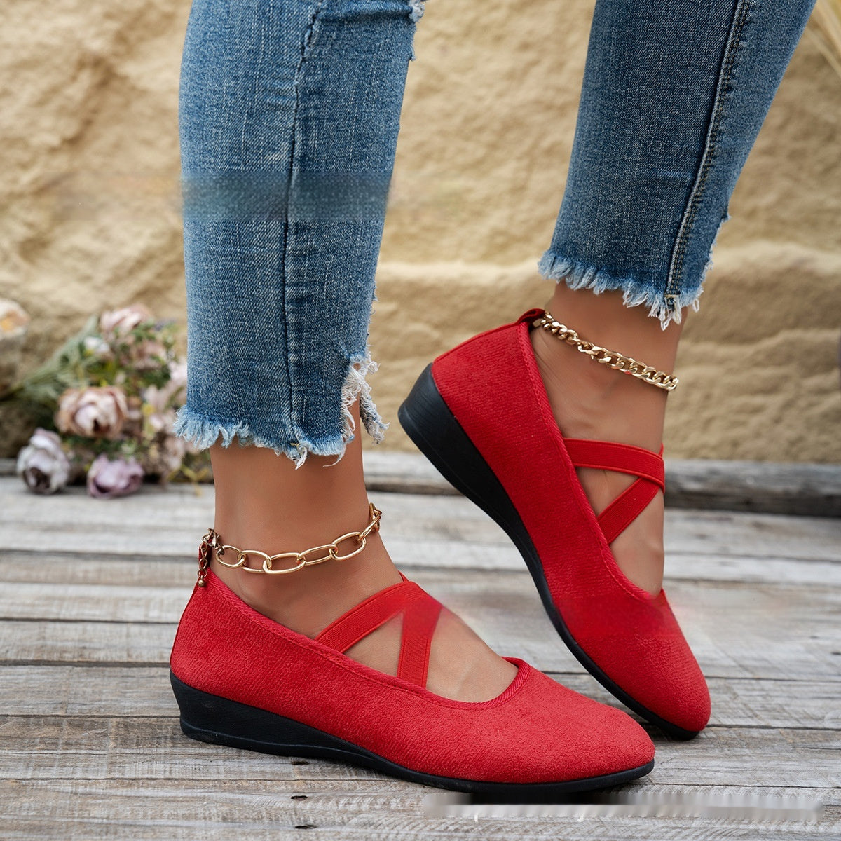 Elastic Band Platform Wedge Pumps – 6 Colors EU 35–43 FitiqueFit
