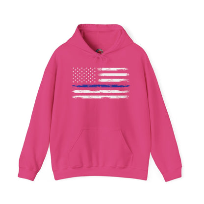 Thin Blue Line American Flag Hooded Sweatshirt The Devil's Pickle