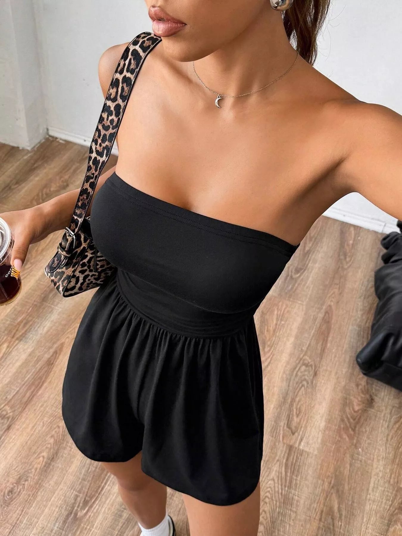 Chic Strapless Ruched Waist Romper New Era Fashion LLc