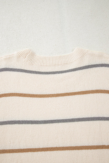 Multicolour Striped Drop Shoulder Plus Sweater Garden Naked Curves