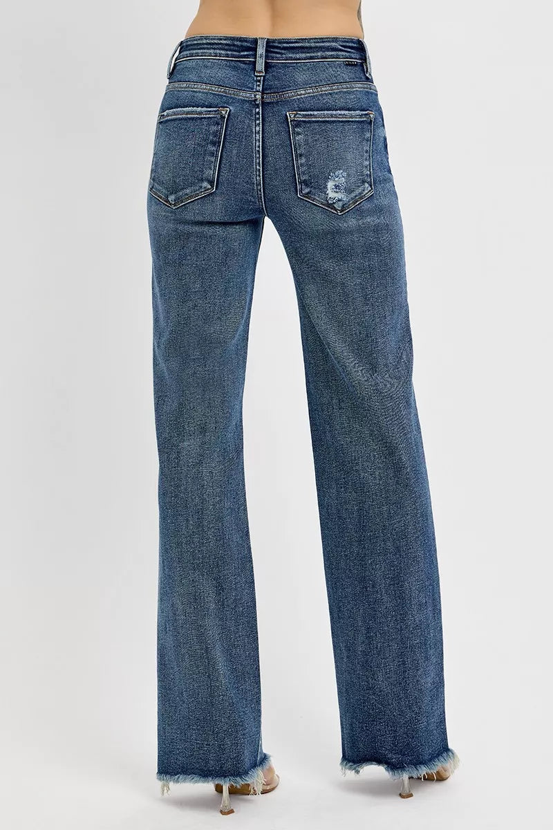 RISEN Full Size Tummy Control High Rise Long Straight Jeans Plus Size Garden Naked Curves