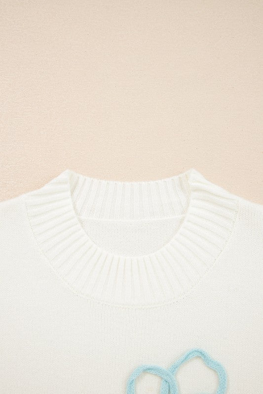 Embroidered Flower Ribbed Loose Sweater Shop Style & More | Fresh Looks, Everyday Deals & Free Shipping