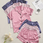 [Three Suits] Multicolor Variety of Short-sleeved Shorts Solid Color Imitation Y Satin PJ Set Women's Two-piece Suit NovaCart