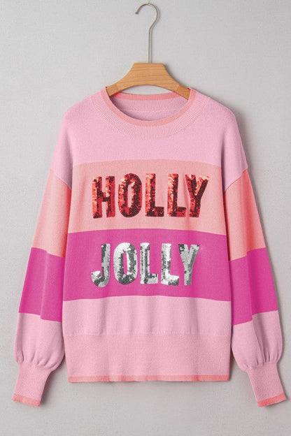 Christmas HOLLY JOLLY Sequin Colorblock Crewneck S Shop Style & More | Fresh Looks, Everyday Deals & Free Shipping