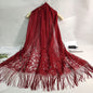 Women's Casual Shawl Wrap - Solid Color, Lightweight Polyester Knit - Going Out Essentials | Fringe Trim | Floral Lace Details NovaCart