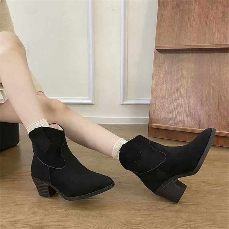 Women’s Retro Sock Cuff Booties – Stylish Ankle Boots with Stretch Cuff FitiqueFit