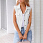 Women's Colorful Denim-Style Vest Jacket – Spring & Summer FitiqueFit