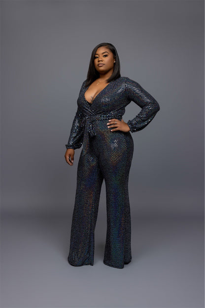 Silver Glitz & Glam Jumpsuit The Bella Noire Store