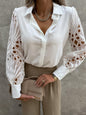 Luxe Lace Button-Up Top - Elegant Cotton Blouse with Lace Details Country in My Heart