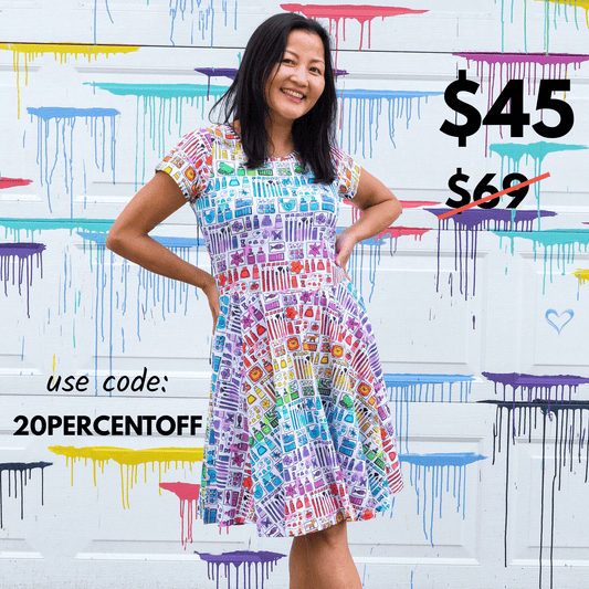 Adult "Smarty Paints" Rainbow Art Supplies Super Twirler Dress with Pockets Princess Awesome & Boy Wonder