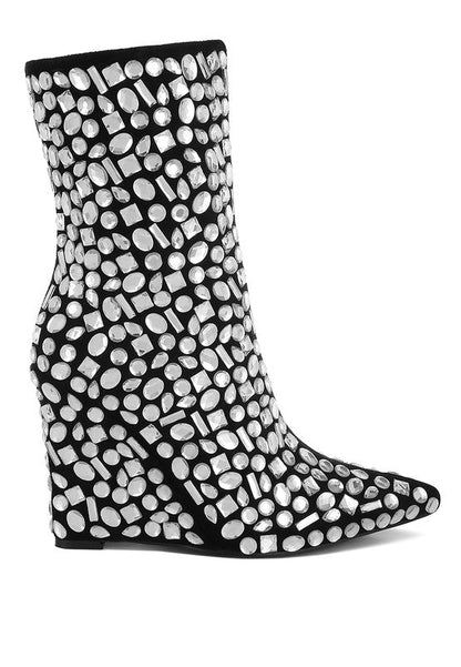 Trend Titan Diamante Slim Wedge Heel Boots Shop Style & More | Fresh Looks, Everyday Deals & Free Shipping