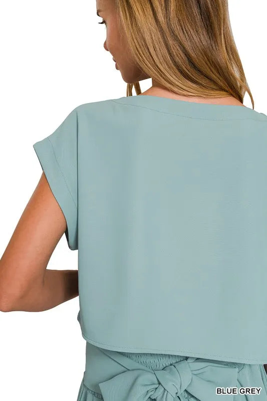 Zenana Heavy Woven Span Crop Tee & Skirt Set West2East Surf
