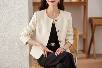 Women’s Cropped Crew Neck Jacket – Casual Lightweight Outerwear FitiqueFit