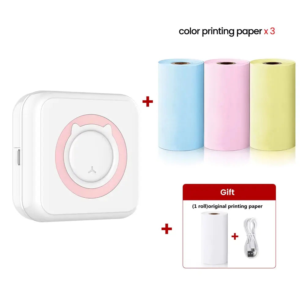 Compact and Colorful Mini Thermal Printer: Bluetooth Wireless Portable Pocket Label Maker for Stickers