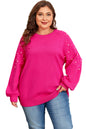Strawberry Pink Pearled Decor Raglan Sleeve Plus Size Sweater Garden Naked Curves