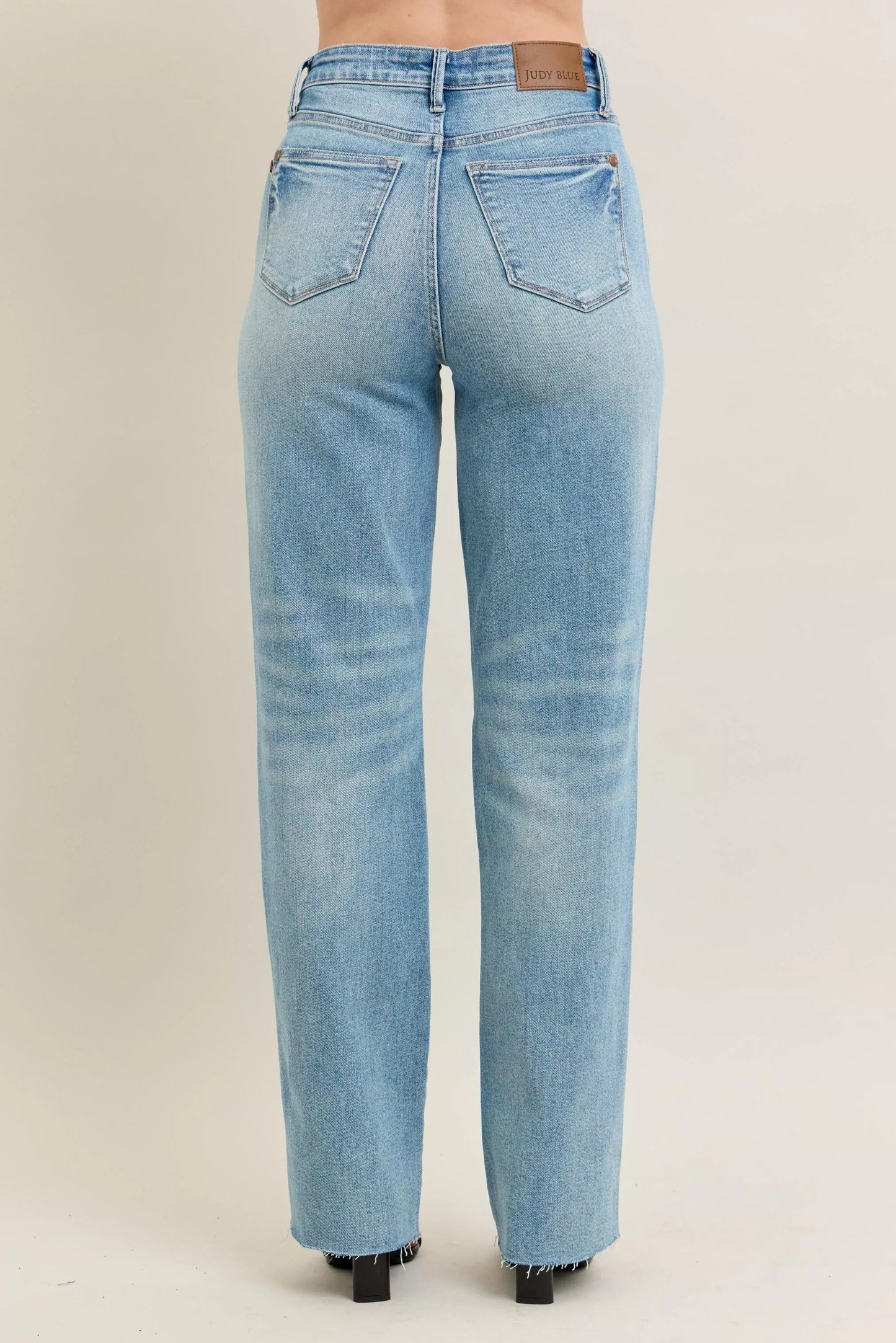 Judy Blue Full Size High Waist  Rigid Magic Star Shaped Destroy 90's Straight Jeans Plus Size Garden Naked Curves